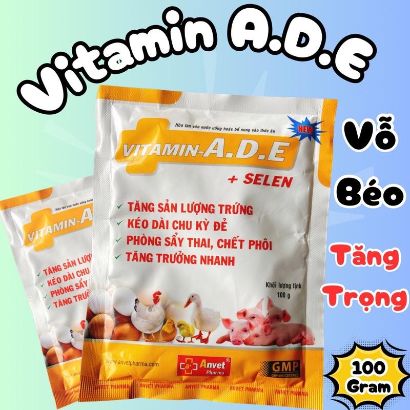 Vitamin ade giúp tăng sản lượng, kéo dài chu kỳ đẻ, tăng trọng dùng cho thú cưng gói 100gram công ty anvet 1