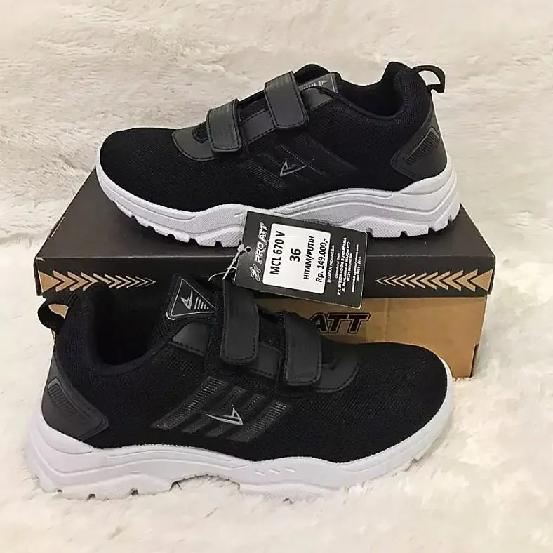 SEPATU SEKOLAH ANAK PRO ATT MCL-V 670 SZ 31-38 PEREKAT HITAM PUTIH MURAH MERIAH TERBARU Fashion
