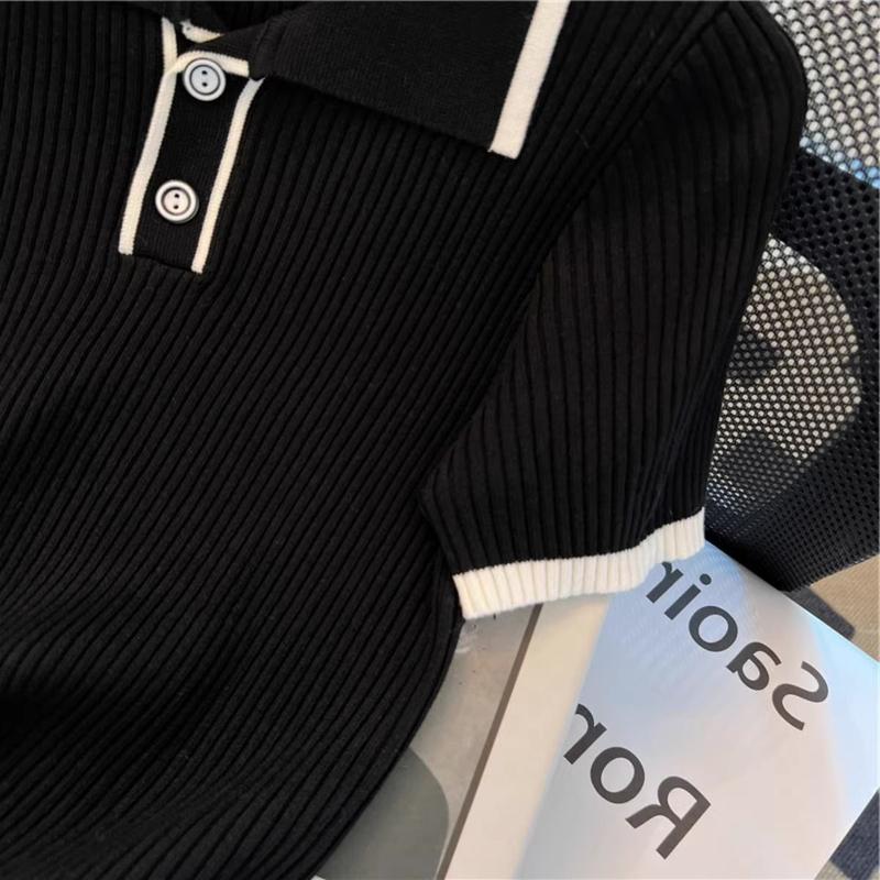 Product Introduction of Áo Polo, Phong Cách Phương Tây, Trông Trẻ Trung, Áo Thun ngắn Tay Dệt Kim Lụa Lạnh Dành Cho Nữ, Thời Trang Mới Mùa Hè 2024 Top Women 4
