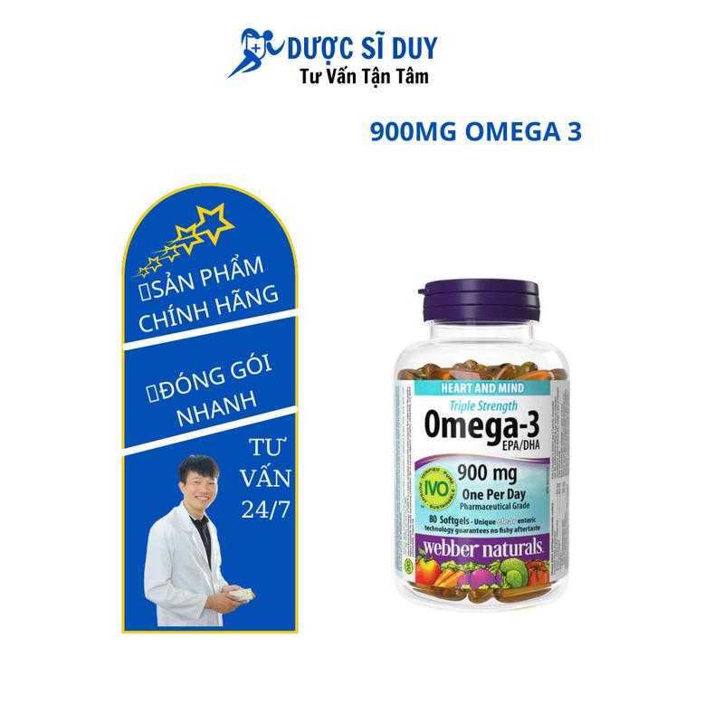 Viên Uống Omega 3  Dầu Cá Triple Strength WEBBER NATURALS Hỗ trợ sức khỏe não, tim, mắt, khớp