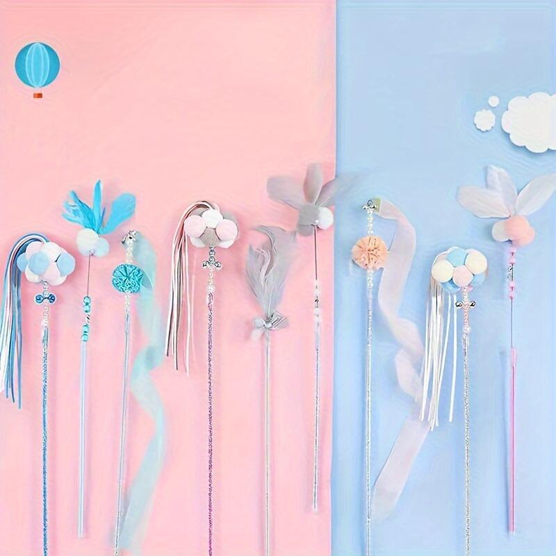 5-Piece Cat Teaser Set: Bite-Resistant Feather & Bell. Interactive Pet Supplies Must-Have! 1