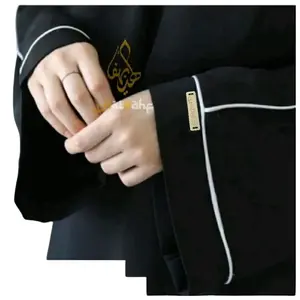 Abaya Syari Maxi Dress Turki List Putih Abaya Basic Remaja Bahan Jetblack Hitam Gamis Arab Umroh Busui Friendly Resleting Depan Tangan Bordir