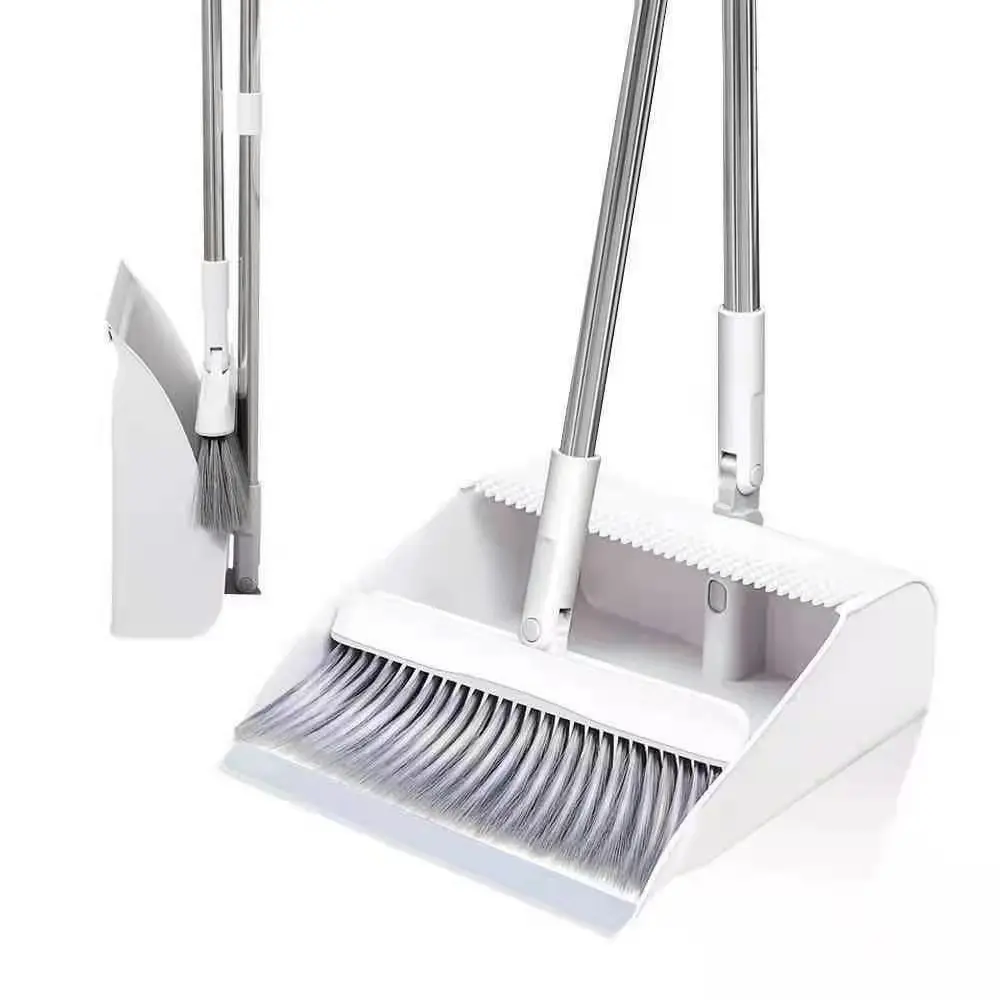 KM Household Cleaner Sturdy & Durable Plastic Long Handle Foldable Broom and Dustpan Set
