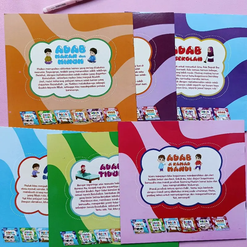 Paket 6 Buku Seri Adab Bilingual Adab Makan Tidur Sekolah Berbicara - Lingkar Media Anak Books 2