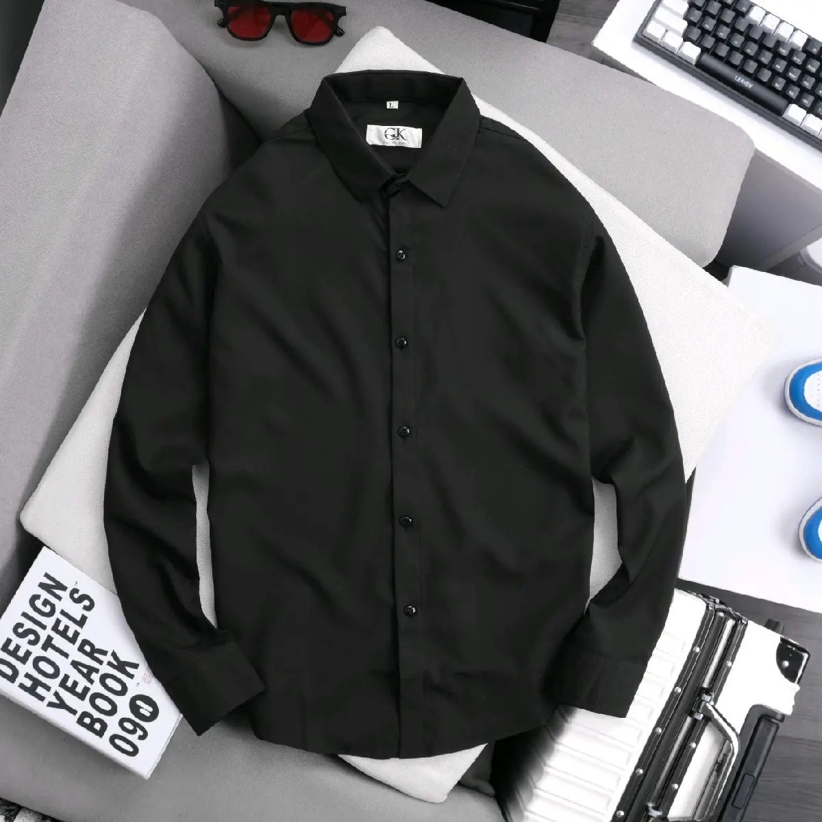 Áo Sơ Mi Nam Trơn Dài Tay Đen Có size M,L,XL, 2XL, 3XL