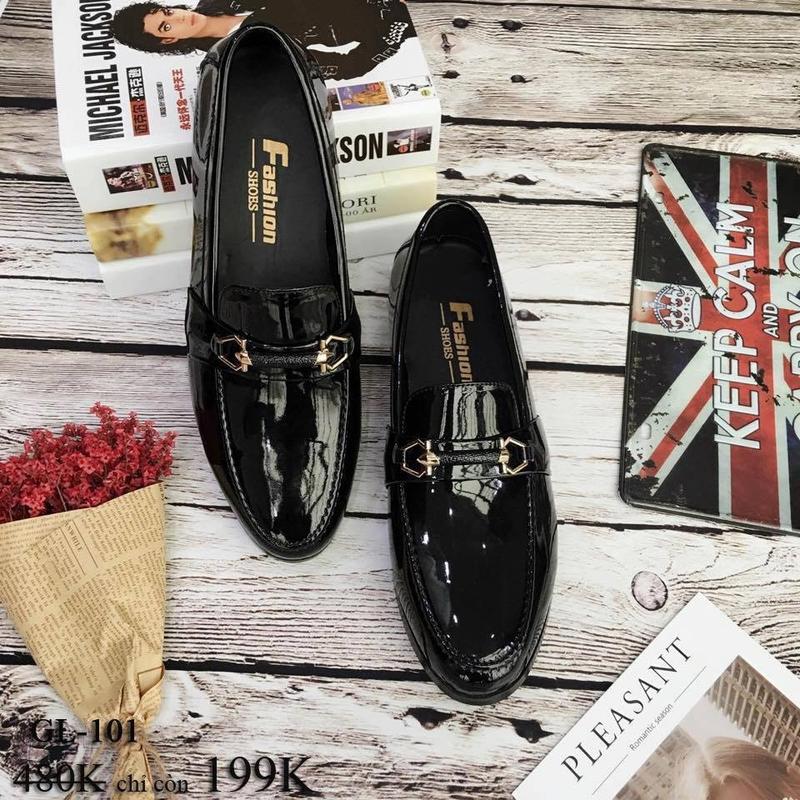 Giày tây nam da bóng thời trang, đế khâu sẵng