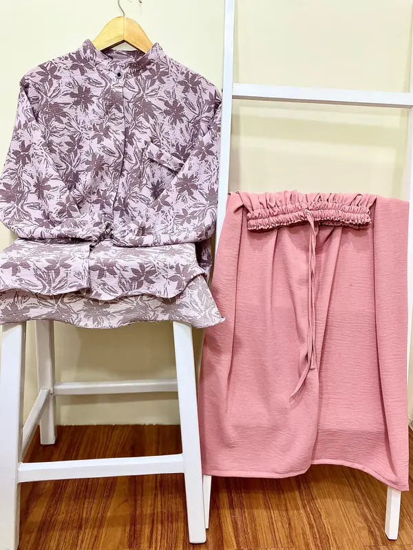 FIRA SET MOTIF l CRINKLE CEY AIRFLOW Premium Polos Baju Panjang Celana Wanita 4