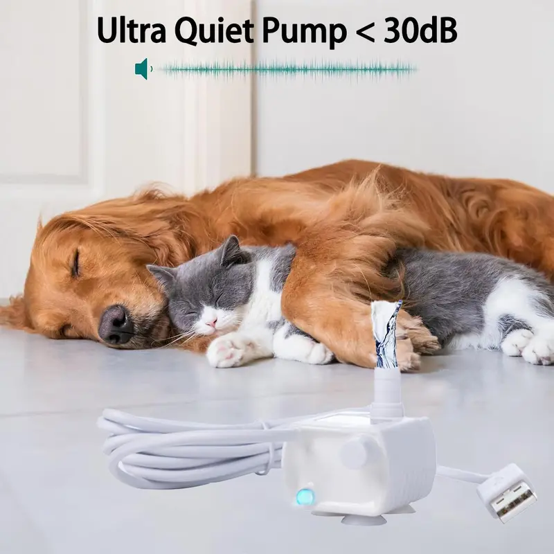 Cat Water Fountain Pump, USB Rechargeable Pet Water Fountain Replacement Pump, Pet Water Fountain Pump for Cat Water Fountain 4
