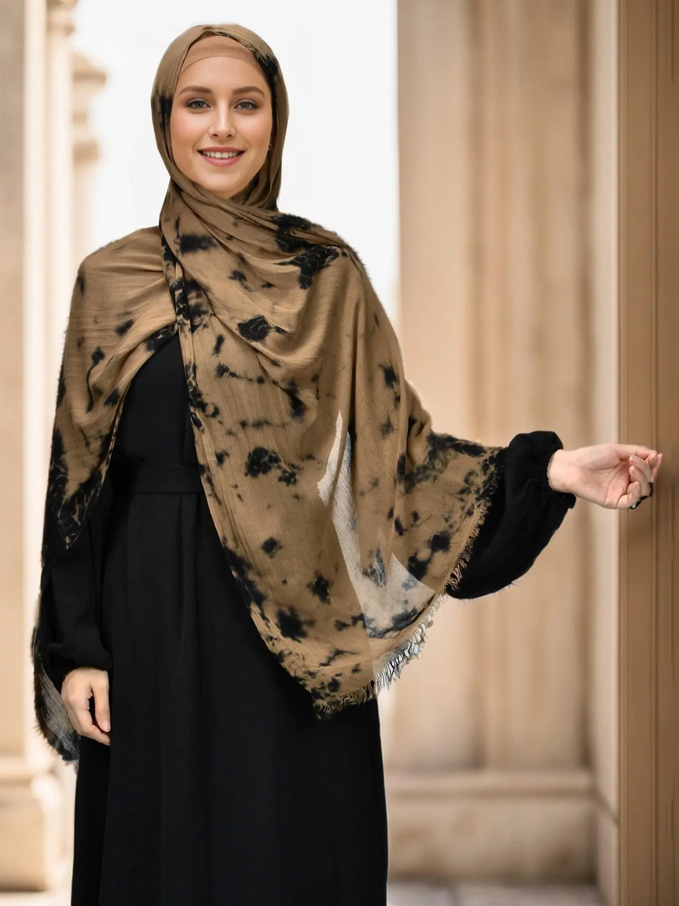 Women's Tie Dye Print Khimar, Loose Fit Fashionable Muslim Long Scarf for Daily Wear, Casual Versatile Muslim Hijab for Women