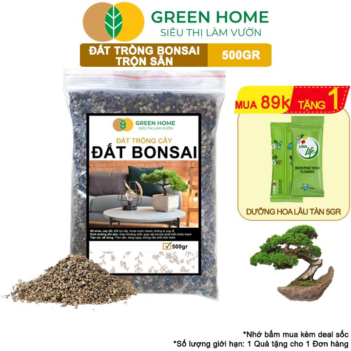 Đất Trồng Cây Bonsai Greenhome, Bao 500GR, Promix, Trộn Sẵn, Tiện Dụng, Giữ Ẩm Tốt, Thoáng Khí, Rễ Tốt