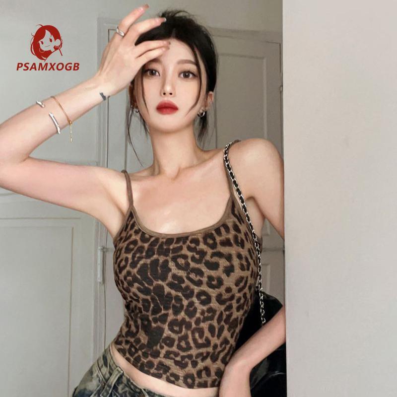Women's Leopard Camisole Slim Fit Scoop Neck Sleeveless Backless Spaghetti Strap Tank Tops for Party Club Cocktail 1