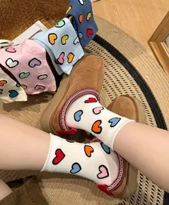 KK317 Kaos Kaki Wanita Korean Colourful Love Women Socks