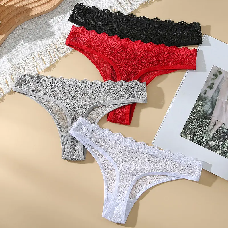 Women's T-Back Lace Underwear Women's T-Shaped Panties Sexy Seduction Sexy Transparent Inner Sports Low Waist Panties Cross-Border Womenswear Comfort Lady Bridal Basic Minimalist