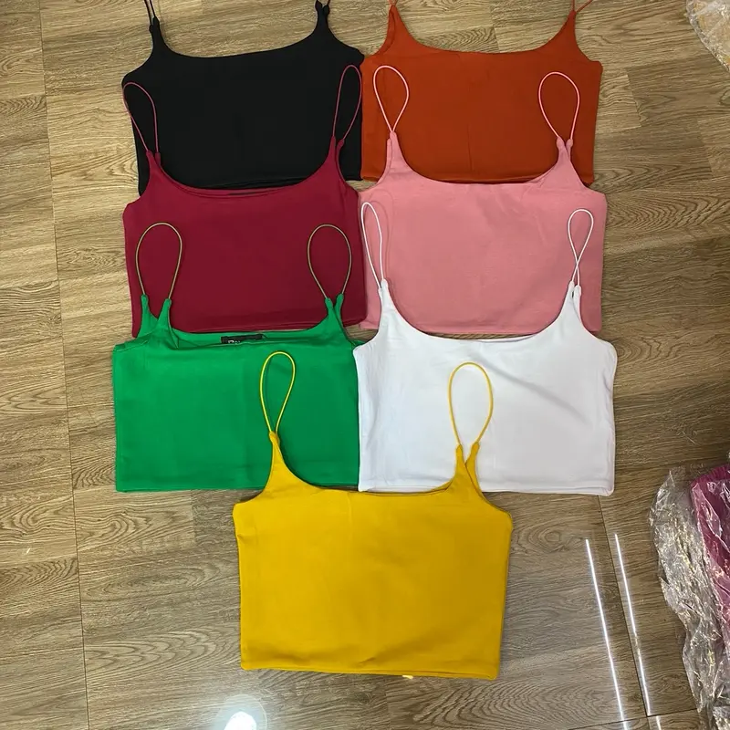 Áo hai dây croptop sợi dây nhỏ dáng ôm body siêu hách dáng thun may hai lớp loại đẹp Nữ Voi ba 1