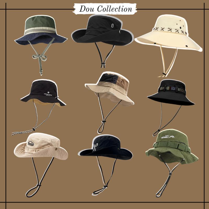 Mũ bucket tai bèo dây rút chống nắng unisex nam nữ, Mũ cao bồi thoáng khí camping vành rộng thời trang xuân hè - Mã NV02