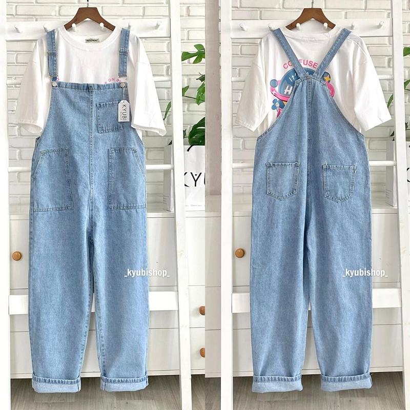 Quần yếm jean kaki dài KYUBI form rộng phong cách ulzzang Hàn Quốc có túi (Nhiều mẫu) - Yềm quần bò jeans YUNI Nữ Pants