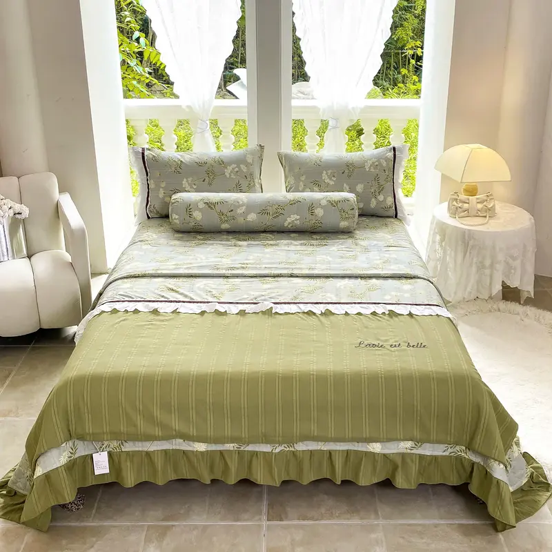 Bộ Chăn Ga Gối COTTON ĐŨI SỢI TRE MarkJacob - Set 5 món ( ga trần phủ - vỏ chăn trần có khoá - 2 vỏ gối - 1 vỏ ôm khoá sườn) 8