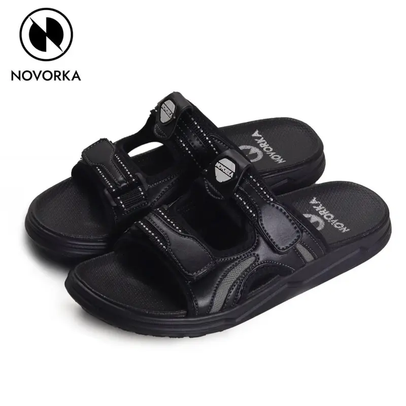 Sandal Kulit Pria Casual Sendal Slop Strap Selop Dewasa Cowok Kekinian Terbaru Gunung - V 03 1