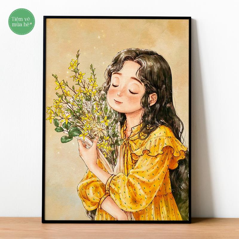 Tranh đính đá đẹp tự làm 30x40cm giá rẻ in theo yêu cầu tranh đính đá phong cảnh Anime 5D Cô gái Yêu Hoa