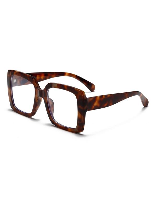 Unisex Fashionable Tortoiseshell Pattern Square Frame Eyeglasses, Trendy Casual Eyeglasses for Everyday Use, Fashion Accessories for Outdoor Activities 3