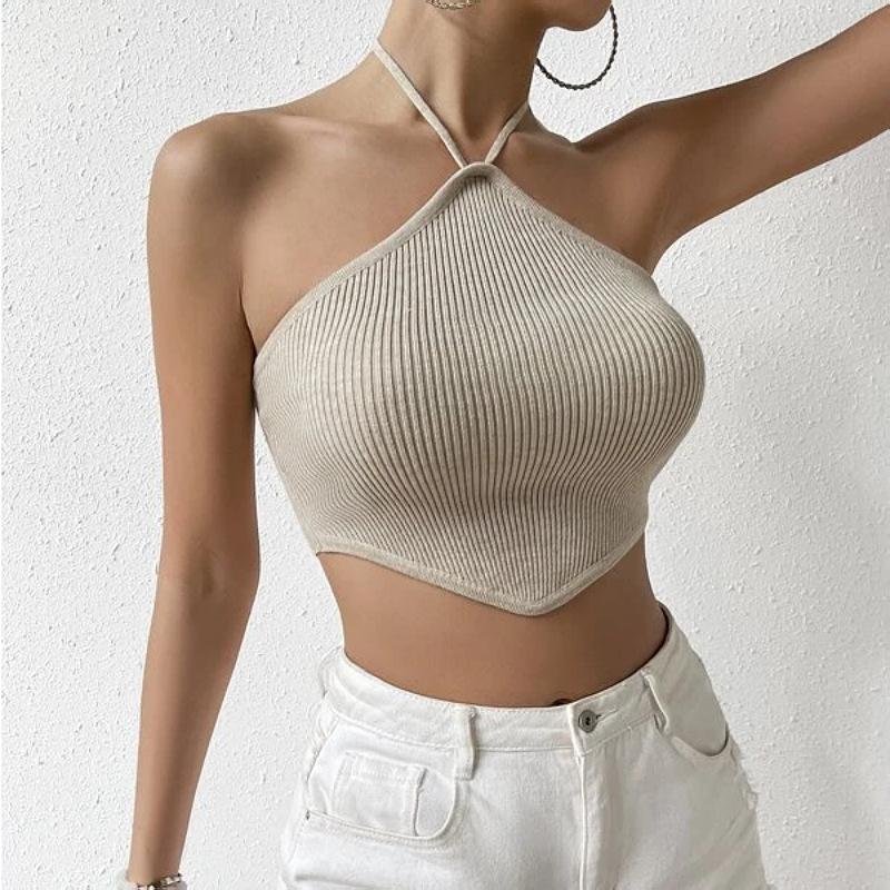 Women's Strapless Tie Knit Vest Top - Apricot 0