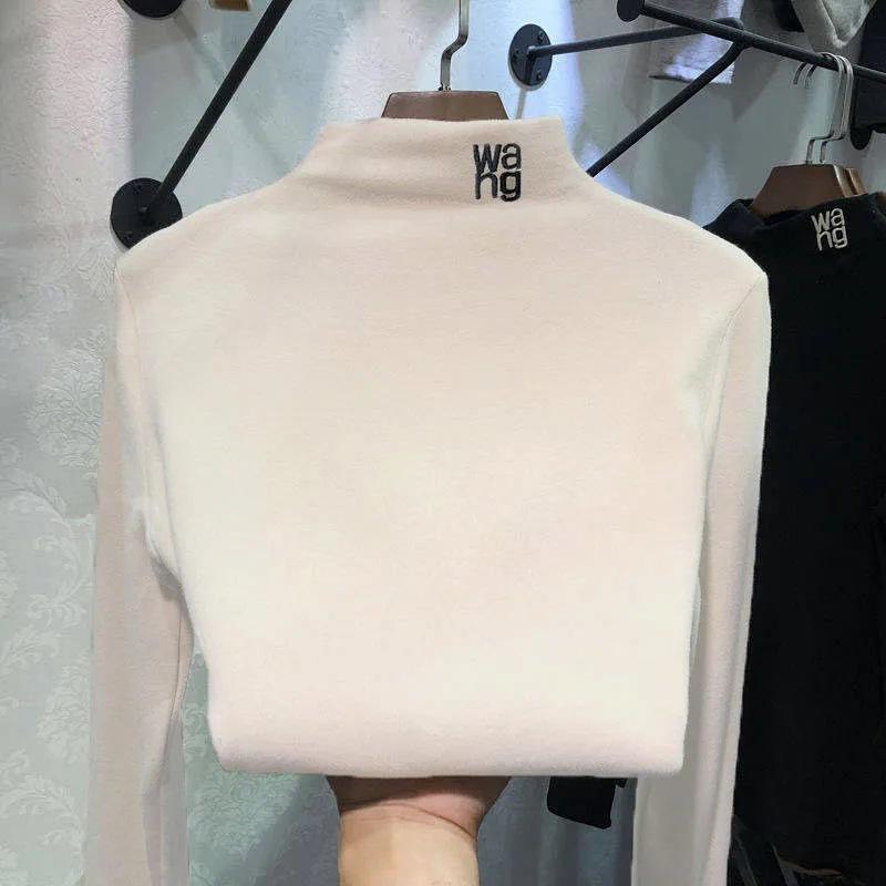Product Introduction of 2024 Autumn and Winter Dralon Slim Fit Inner Wear Half Turtleneck Thermal Bottoming Shirt New Korean Style Long Sleeve T-shirt Women's Clothing Wholesale 5