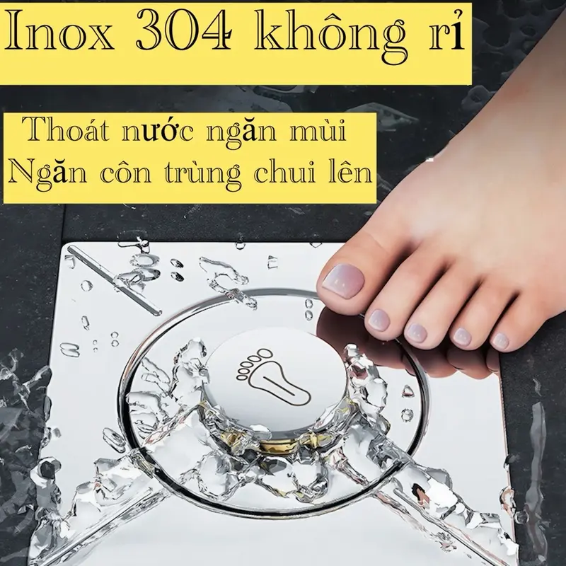 Nắp Cống Inox 304 Lõi Đồng (Nhà Tắm Nhà Vệ Sinh) - Ngăn Mùi Cống Thoát Nước, Ngăn Côn Trùng Rán - Rết 1