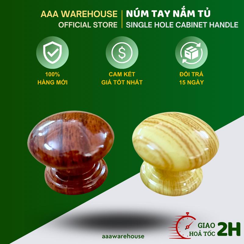   302 324  Núm nhựa TO giả gỗ cao cấp kèm ốc núm tròn bắt cửa tủ ngăn kéo 