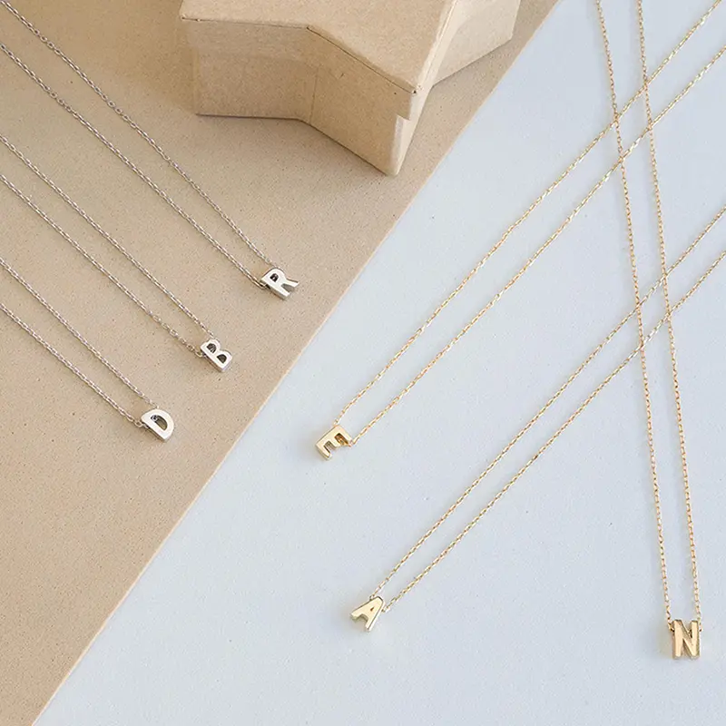 [HHH]26 Letter Necklace Initial Necklaces For Women Name Necklace Personalized Bubble Pendant Necklace Dainty Necklaces