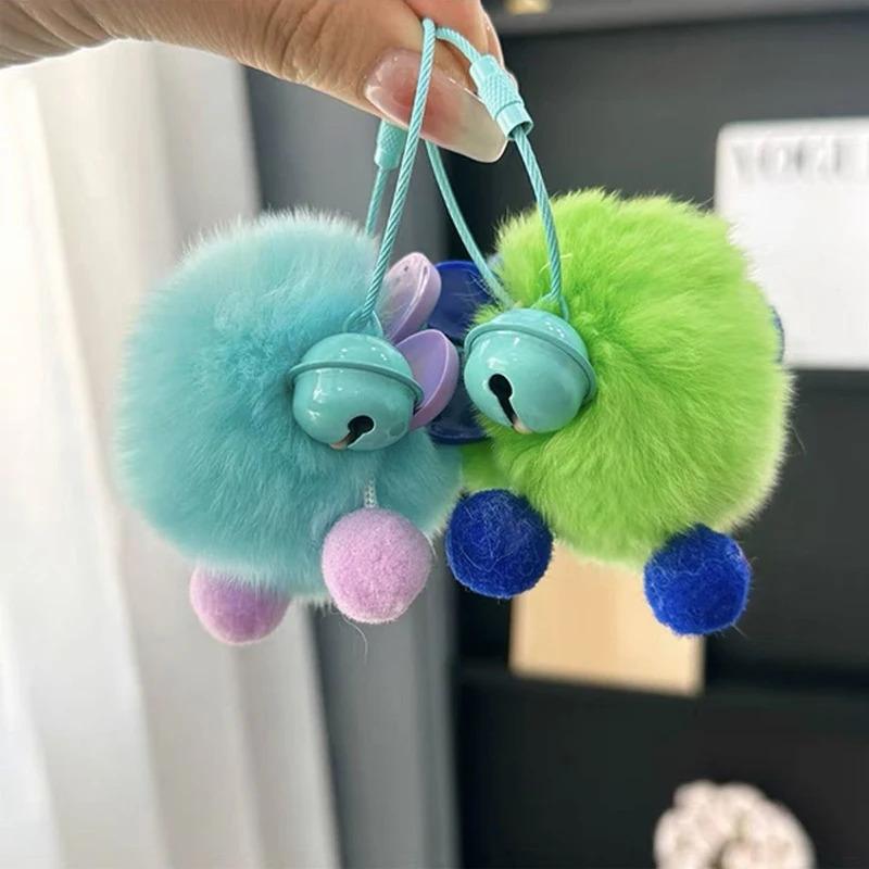 Product Introduction of Cute Fluffy Fur Pompom Keychain Soft Plush Ball Key Chain Car Key Ring Women Charm Bag Small Briquettes Pendant Jewelry 15