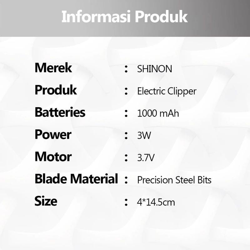 SHINON Alat Cukur Rambut Elektrik Mesin Cukur Rambut Alat Potong Rambut Hair Clipper Electric Metal Design 1