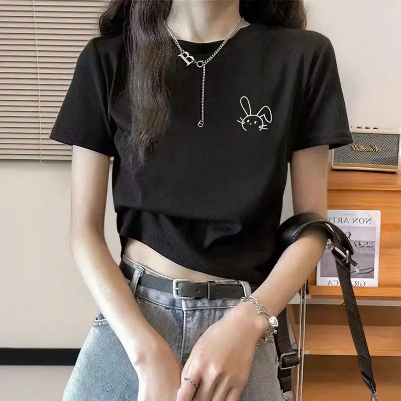 (dưới 52kg)Áo Thun baby tee Tay Ngắn In Hình Thỏ Dễ Thương 2
