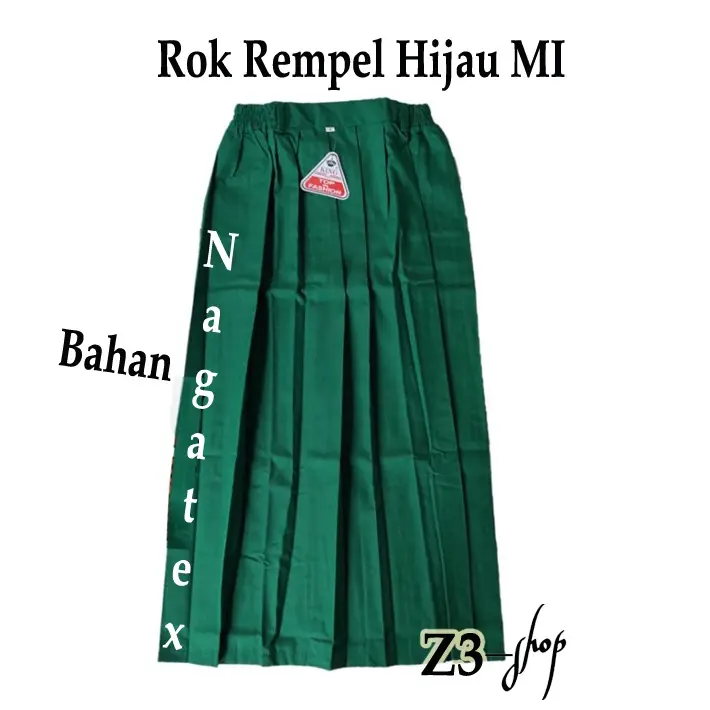 Setelan Seragam Sekolah Madrasah MI Putih Polos Rok Hijau Perempuan Lengan Panjang Kelas 1-6 Anak Baju Fashion  Sd  Set 2