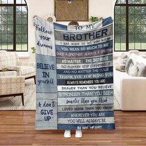 To My Brother Blanket, 1 Count Soft Comfortable Flannel Throw, Gift for Brother Birthday Christmas Thanksgiving