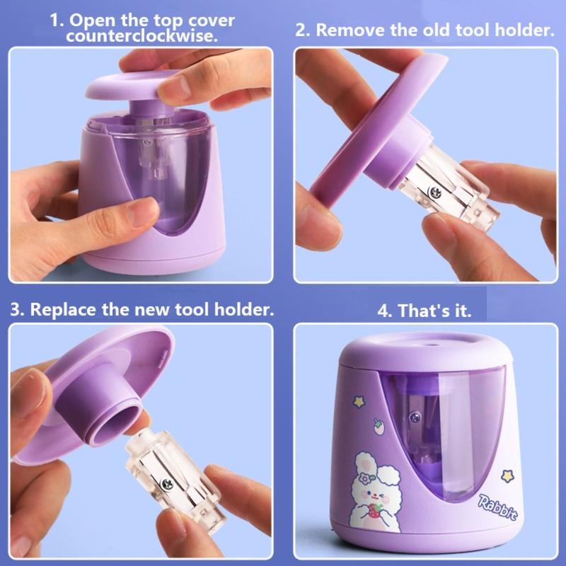 Cute Office School Supplies Battery/USB/Charging Cartoon Electric Pencil Sharpener Switch Automatic Creative Stationery Mechanical Tool 5