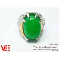 Gambar VeE Cincin Gothic Titanium Kombinasi Batu Giok Hijau - Cakar Naga 6 Ku dari Vee Jewelry Store Kota Bekasi 3 Tokopedia