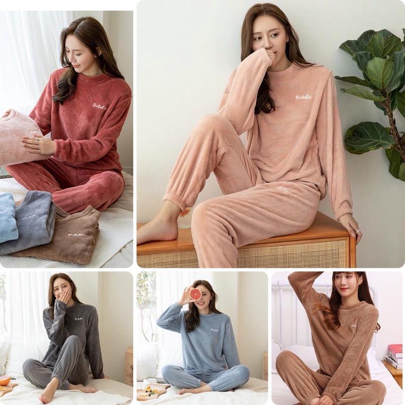 BL53 Bộ Quần Áo Lông Nam Nữ EVANA Quần Áo Lông Giữ Nhiệt Bo Gấu Bộ Lông Hàng QC Voi Women