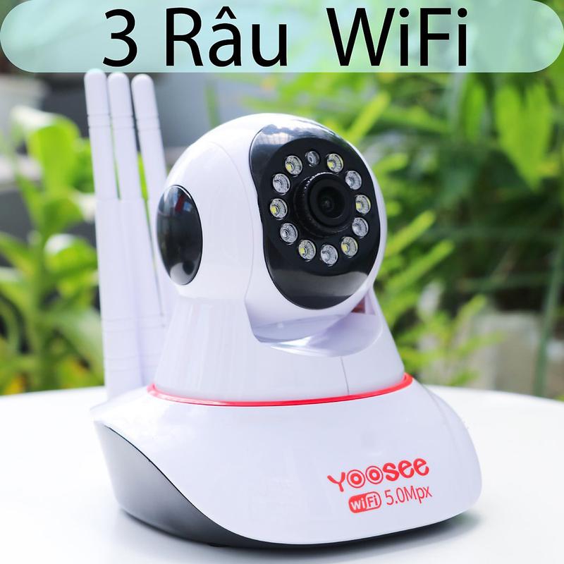Camera Wifi Yoosee 3 anten (3 râu) Quay 360 độ, Rỏ nét ngày và đêm, Đàm thoại 2 chiều | Có màu ban đêm | 3 anten thu sóng khỏe, phù hợp lắp trong nhà