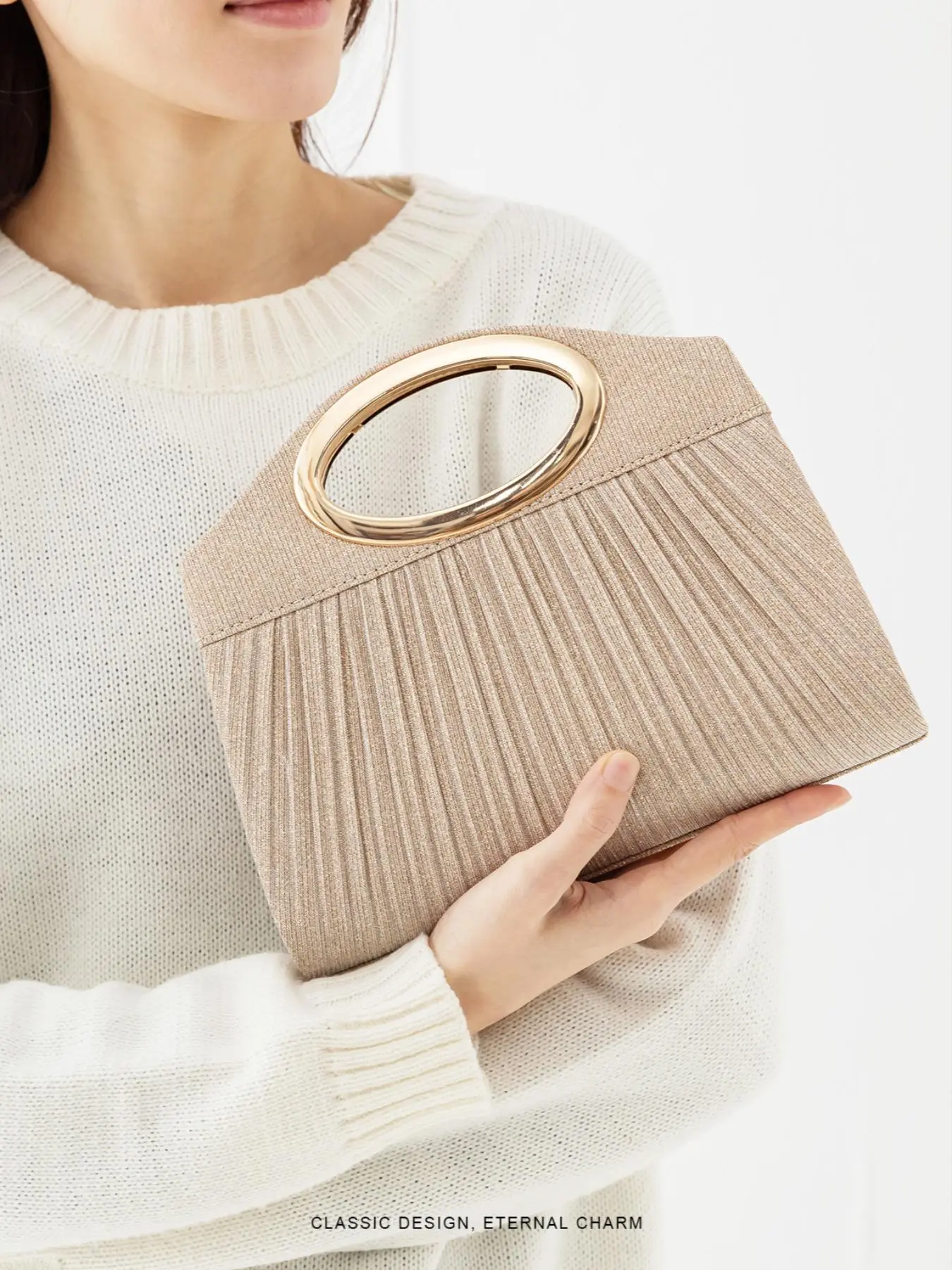 Women's Elegant Evening Bag, Fashionable Solid Color Handbag, Compact Evening Bag for Party Decoration
