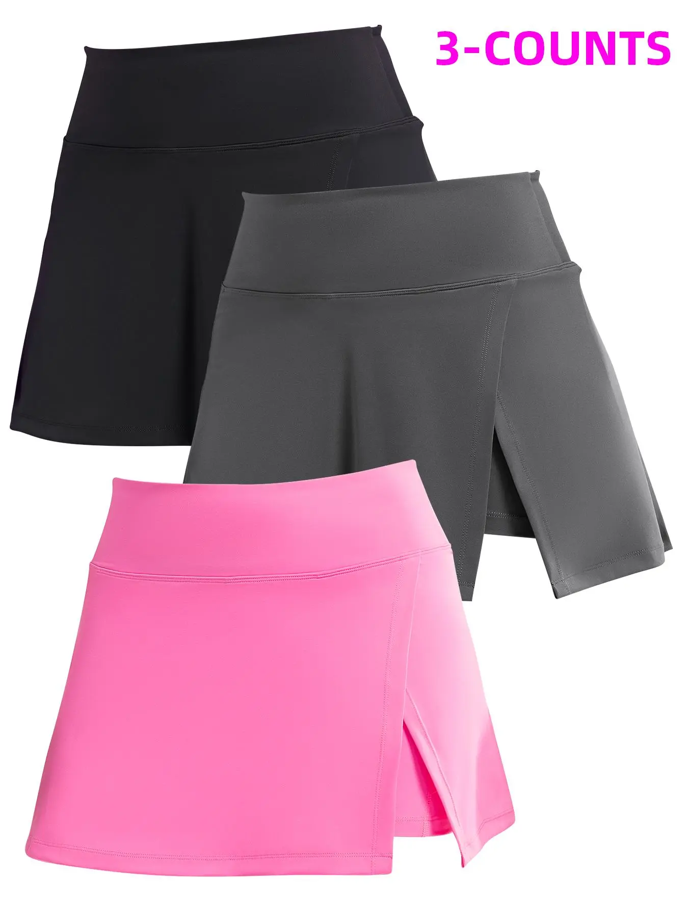 Women's 2 in 1 Plain Elastic Waist Pantskirt, Casual Comfy Pantskirt for Daily Wear, Ladies Bottoms for All Seasons