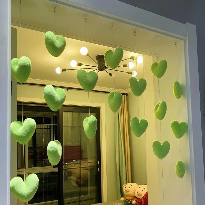 Rèm cửa, Thiết kế tình yêu lớn Phổ Biến Đồ Trang Trí Treo Phong cách nữ tính Ins, Dễ thương và đẹp mắt, Thích hợp cho phòng ngủ, Rèm cửa Treo không cần đục lỗ