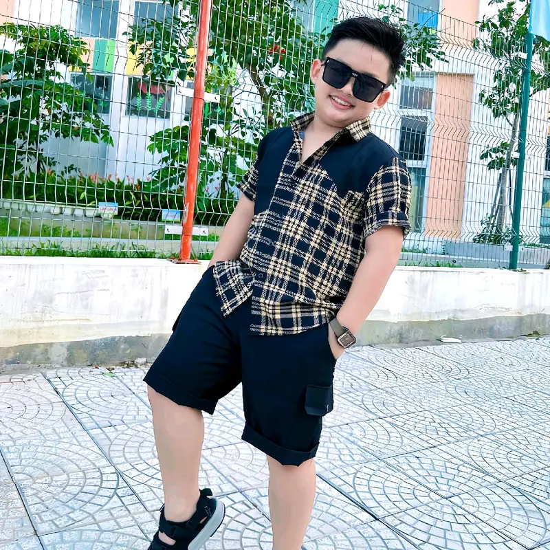 Bộ Quần Áo Sơ Mi Caro Cho Bé Trai 12-52Kg 6