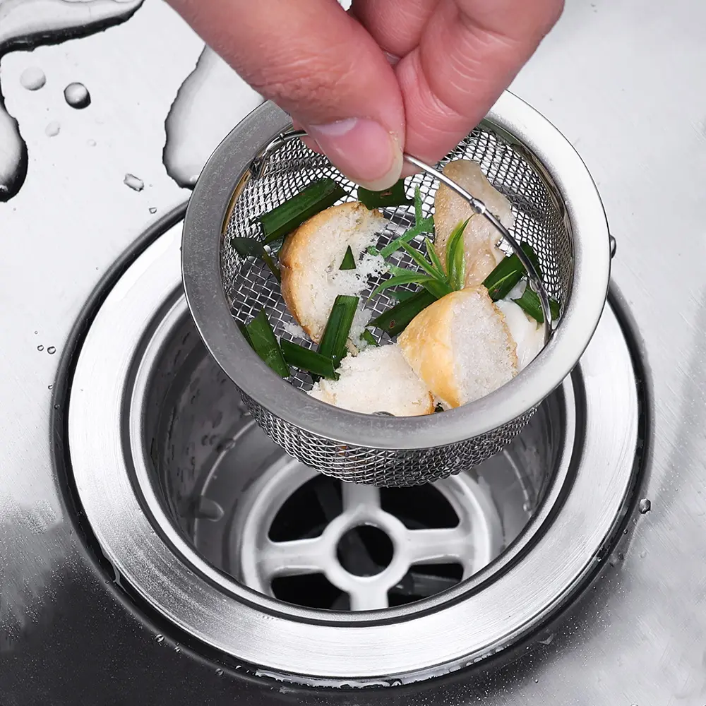 Kitchen Sink Filter Stainless Steel Filter Screen Sink Strainer Bathroom Drain Hole Waste Screen Sink Strainer Kitchen Drains