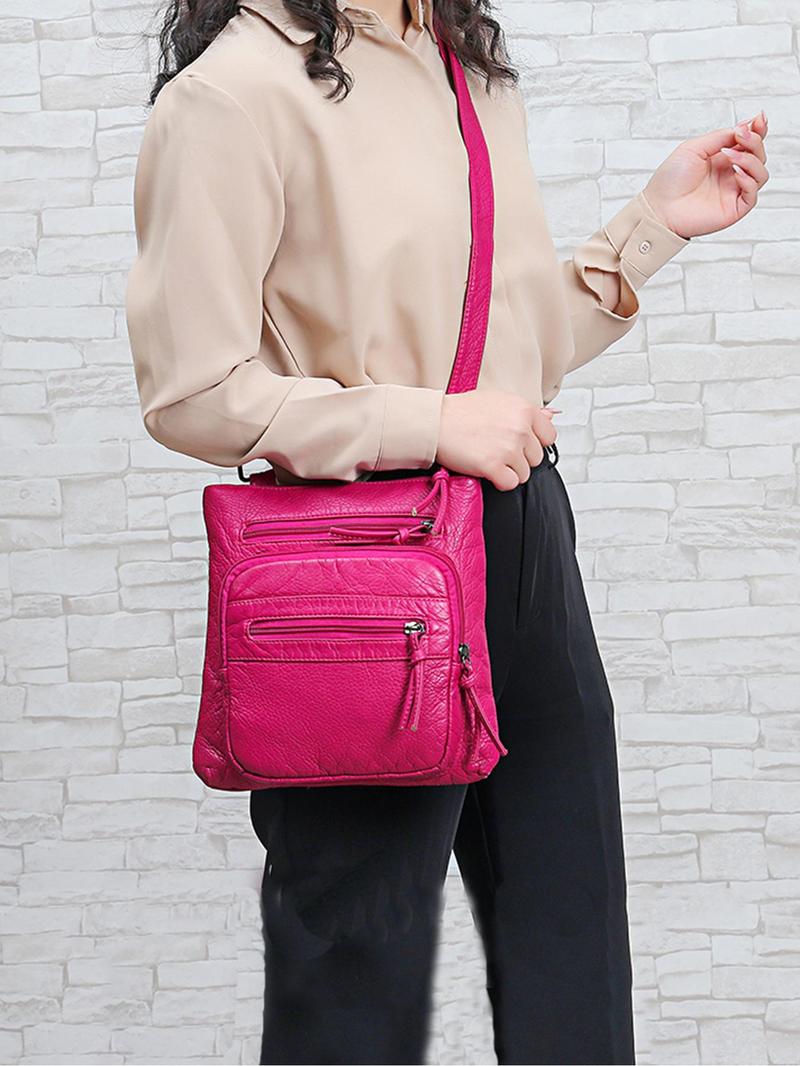 Product Introduction of Women's Fashionable Solid Color Crossbody Bag, Casual Versatile Multi-pocket Zipper Shoulder Bag for Daily Commuting Use, Trendy All-match Ladies Purse Commuter Bag 4
