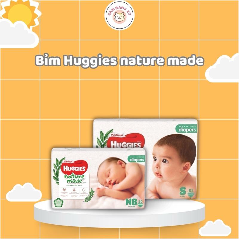 Tã Bỉm Dán/Quần Huggies Platinum Nature Made cho bé size NB60/S82/M64/L54/XL44/XXL36