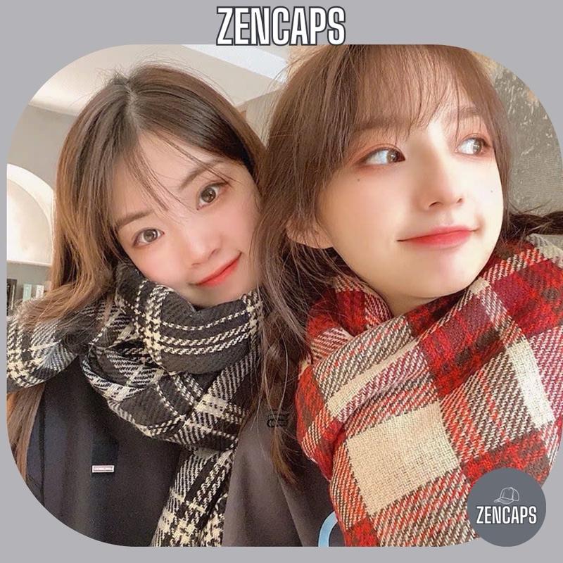  Khăn len kẻ caro khăn quàng cổ phong cách Vintage thời trang hot mùa đông ấm áp xinh xắn Hàn Quốc quang co Women Voi Voan 