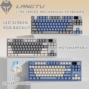 LANGTU LT84 3MODE Hotswap mechanical keyboard DIY SCREEN and KNOB with RGB backlit and side light 5PIN Mechanical Keyboard