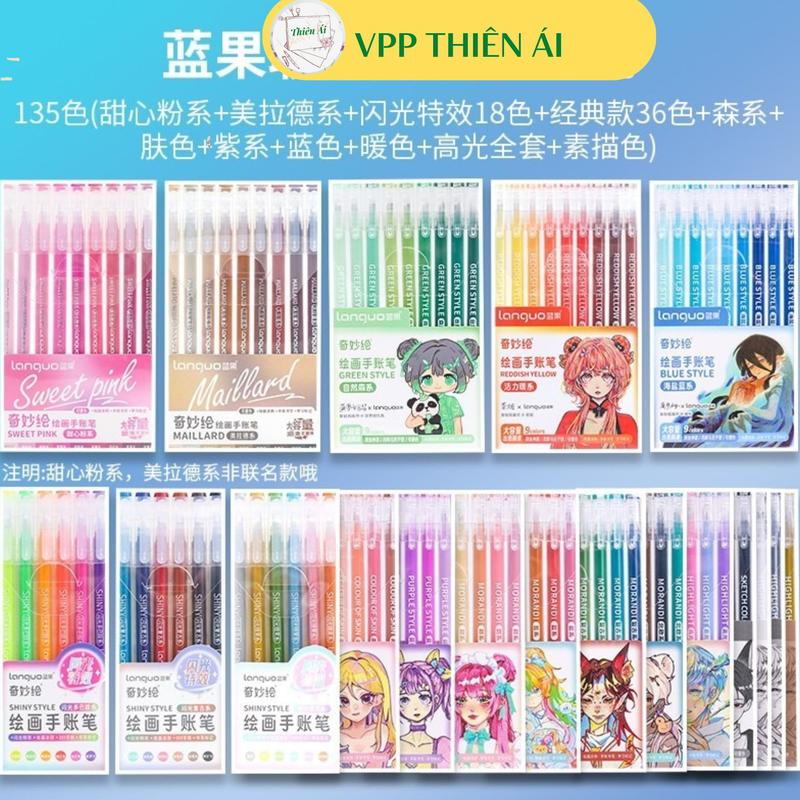 [Chính hãng Languo] Set 9 bút gel mực Morandi nhiều màu - màu sắc tươi xinh