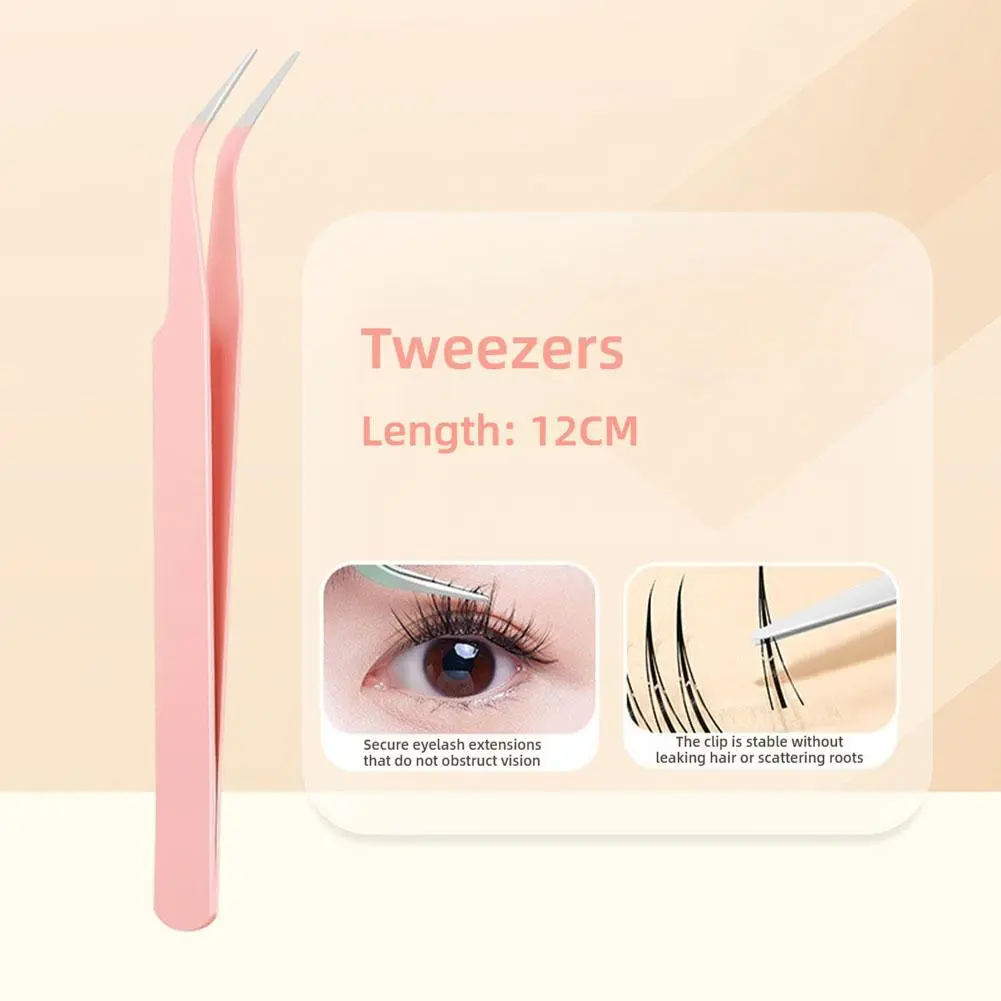 False Eyelash Tweezers Beginner Eyelash Grafting Tools Stainless Steel Round Head Eyelash Tweezers