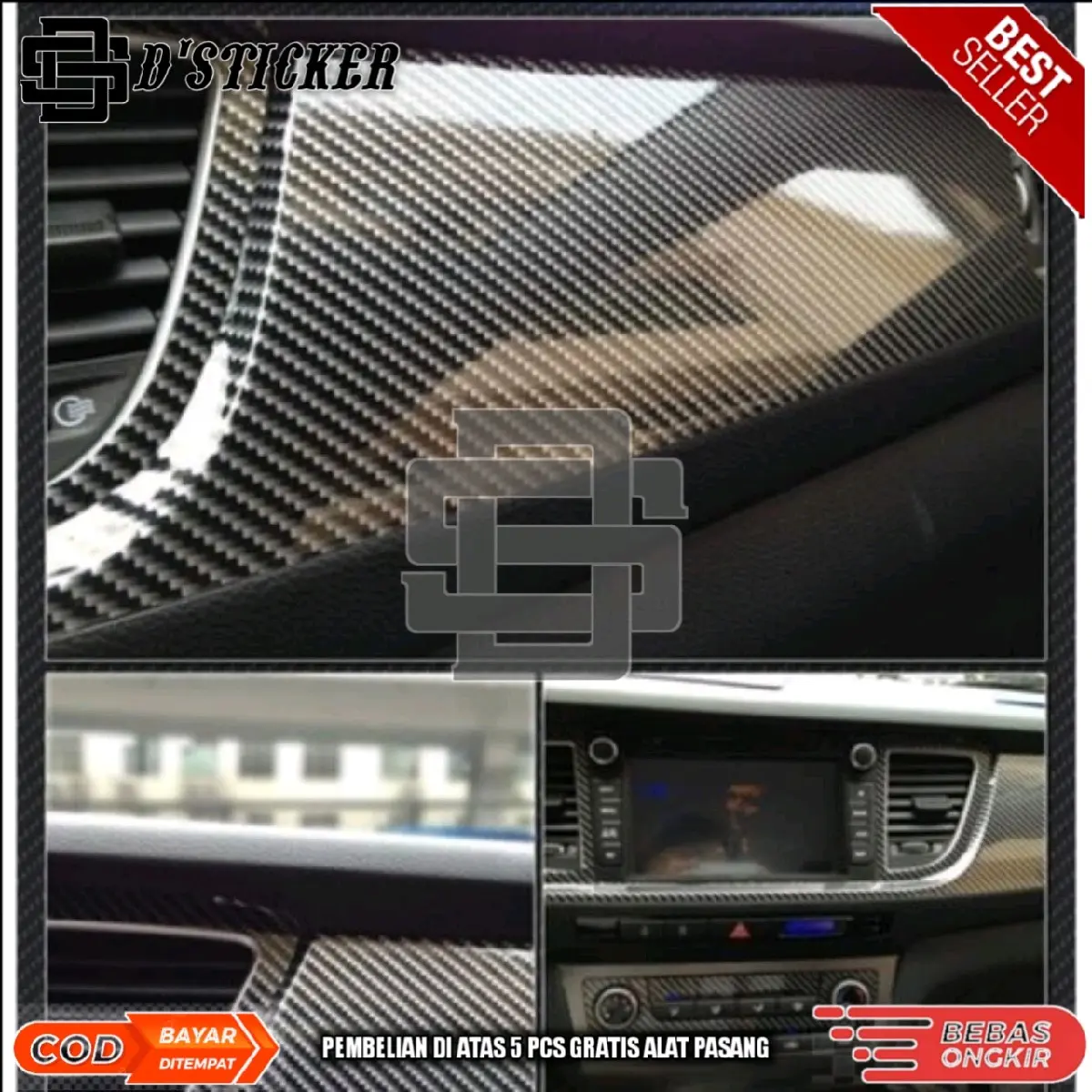 sticker skotlet motor dan mobil CARBON KEVLAR 2D SILVER kualitas premium